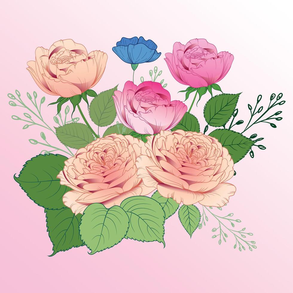 flower with leaf Background. a drawing of flowers that says flowers. vector