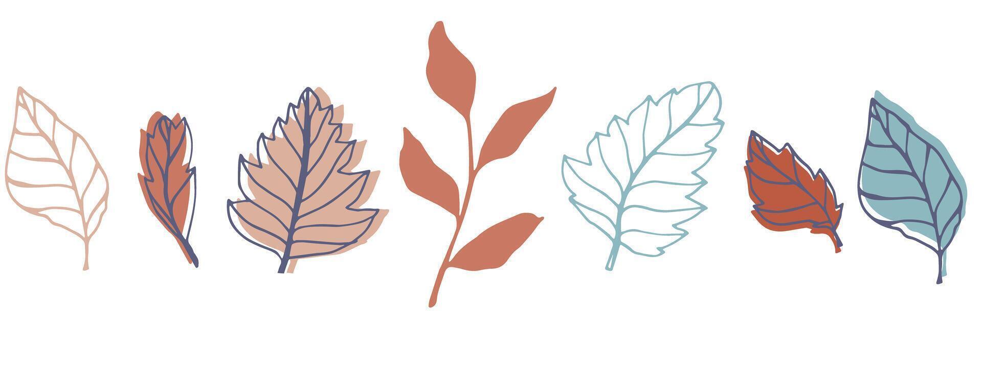 contour branch and leaves for harvest festival poster. Elegant silhouette and outline element in trendy pastel colors. hand drawn botanical illustration for wedding design, cards, logo, tattoo vector
