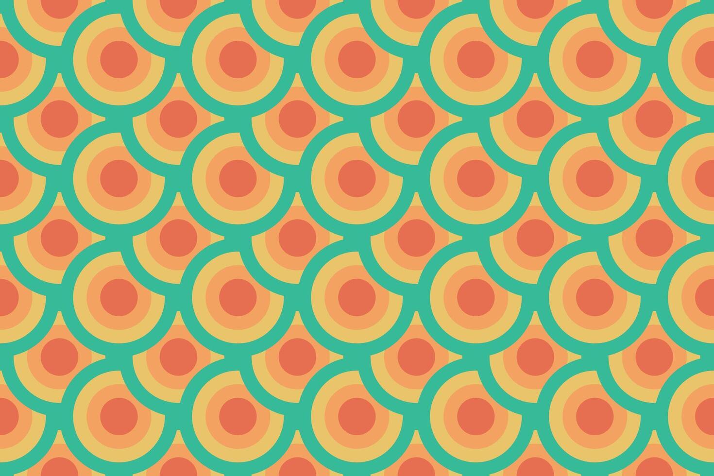 A vibrant and seamless pattern of overlapping circles in a retro color palette. vector