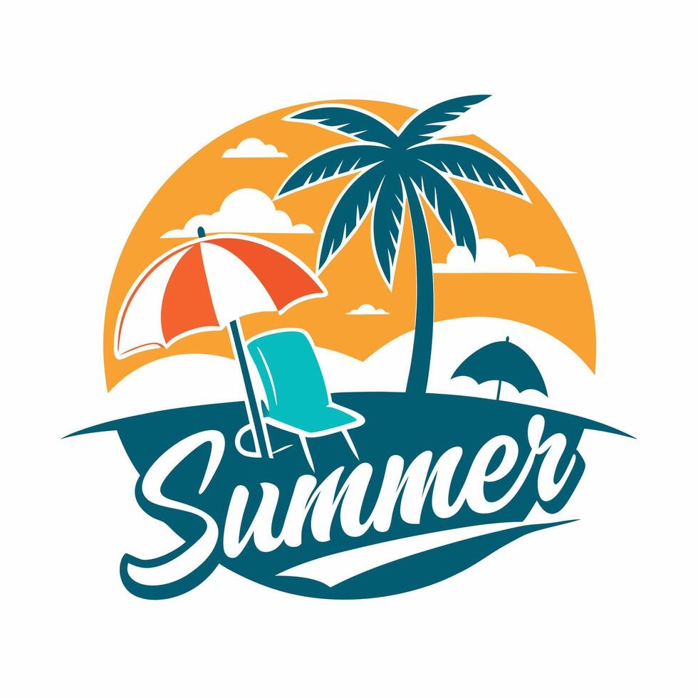 Summer design with sunglasses and palm at island with white background for your Tshirt design, Apparel or your event background vector