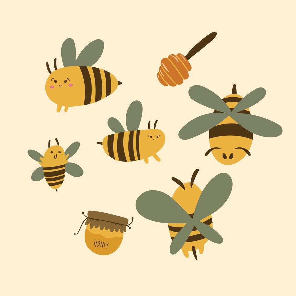 Bee Various Illustration vector