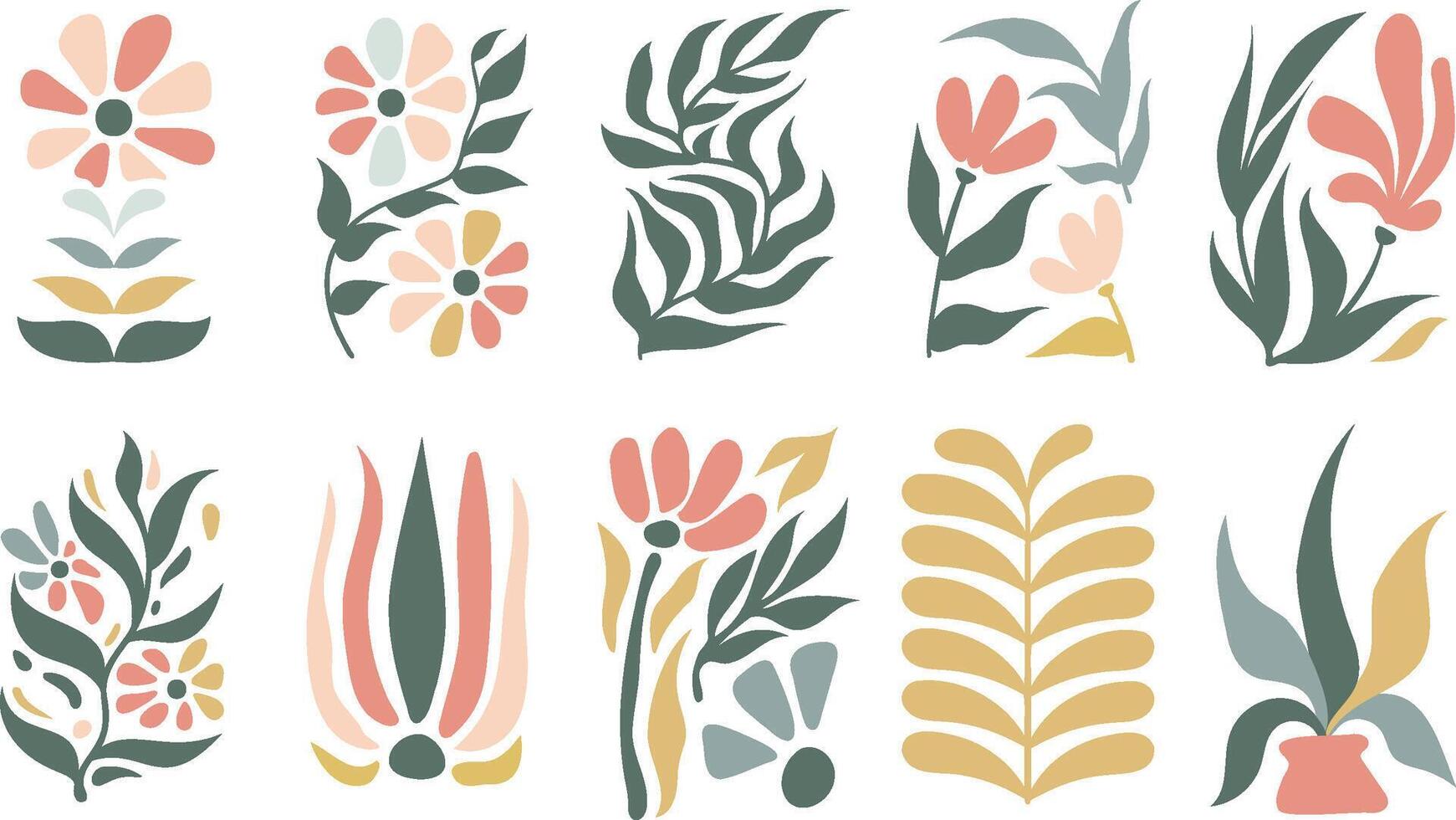 Boho Floral Art Collection vector