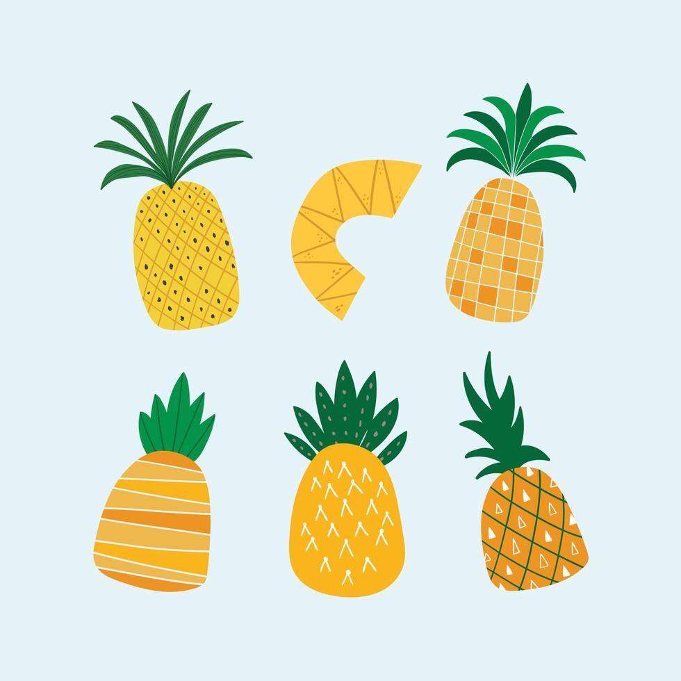 Pineapple Various Illustration vector