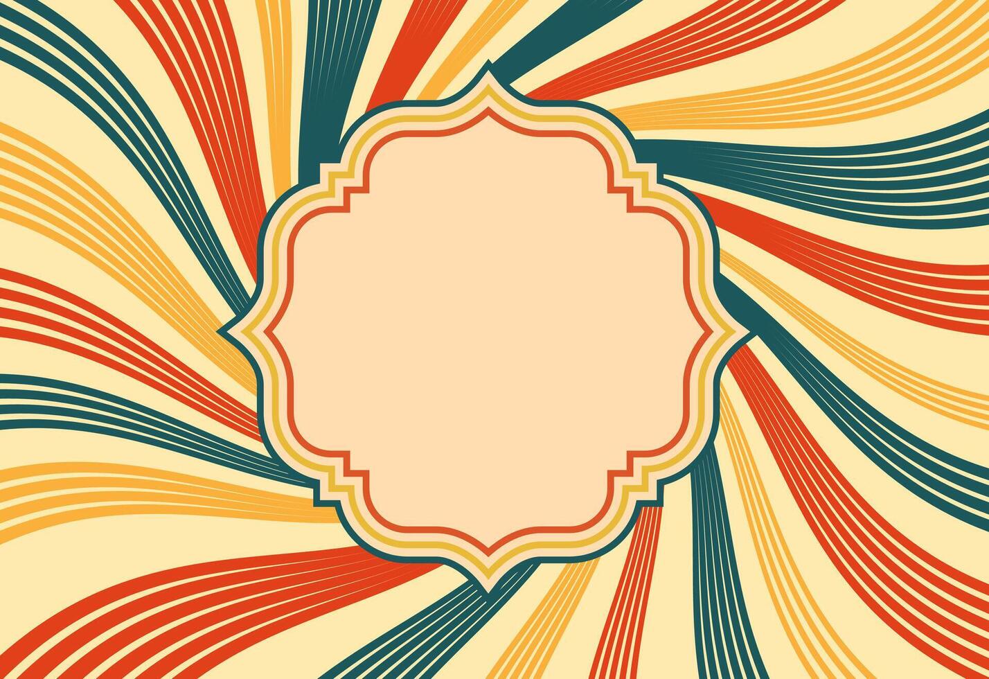 Template text with twisted retro sun burst background. Spiral lines illustration. vector