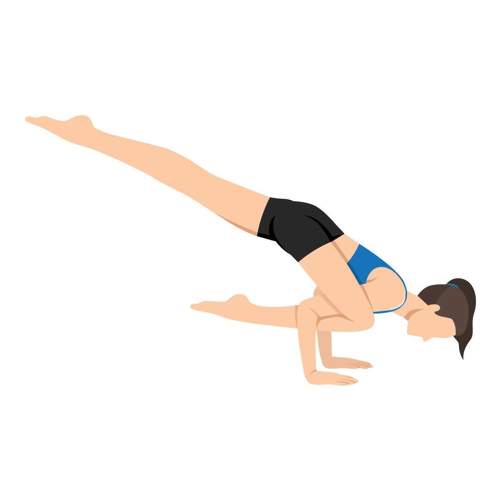 Woman doing Flying Lizard Pose or Flying Lizard Pose yoga exercise. vector