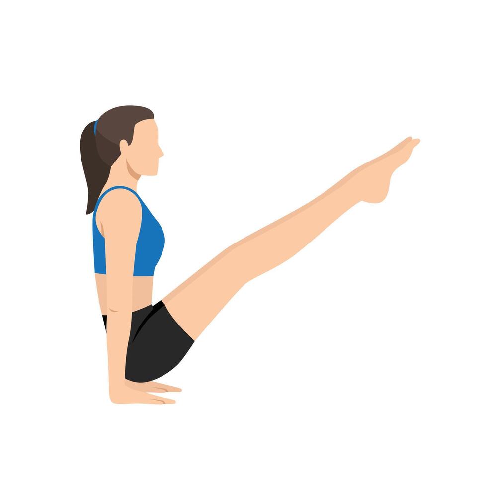 Woman doing Elevated Boat Pose or Utthita Navasana yoga exercise. vector