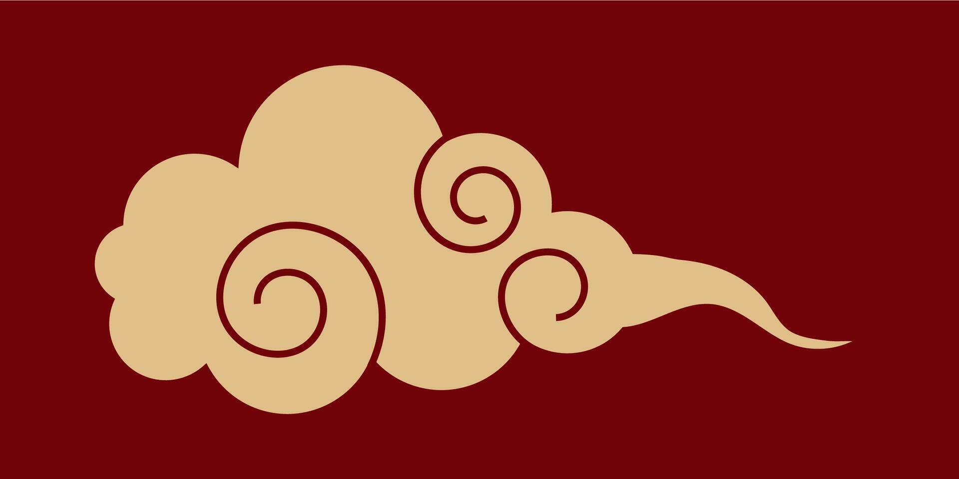 Japanese cloud set, asian traditional wavy curly ornament. China ornament, eastern decoration doodle, line. Clouds flow with the wind in the sky . vector