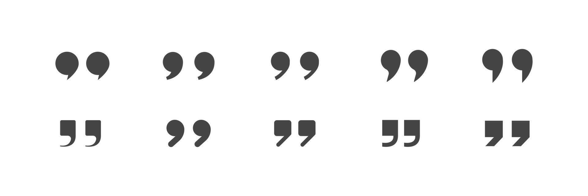 Quote mark symbols. Variose forms. illustration vector