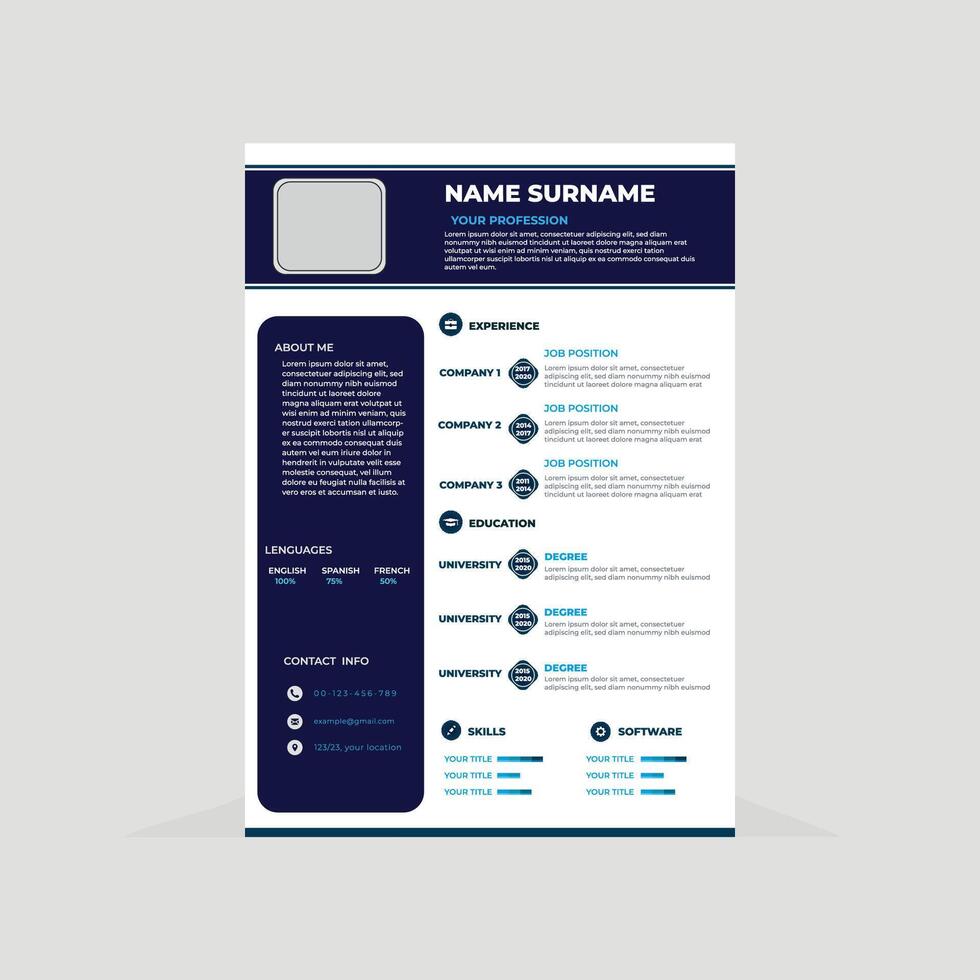 modern cv or-resume design template vector