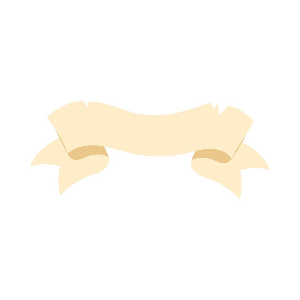 Inscription tape. Banner in the flat style of old papyrus. A place for the writing. Flat style paper ribbon on a white background. vector