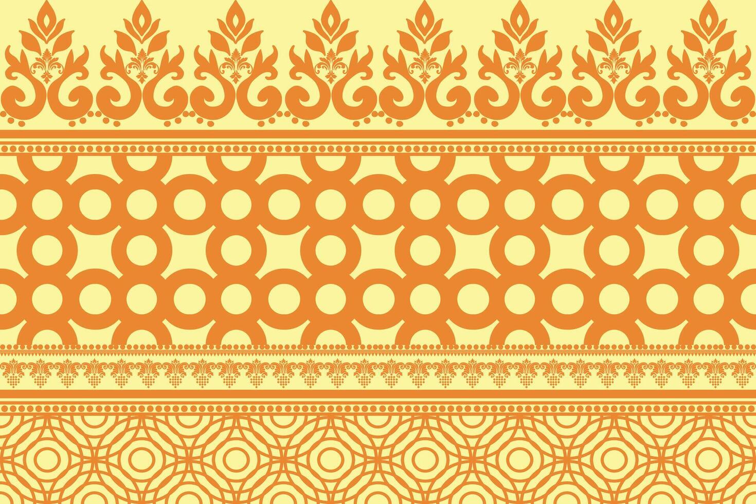 African boho eclectic design The embroidered border adds a touch of elegance and cultural richness. This makes it suitable for various fabric applications Ethnic inspired design combines yellow orange vector