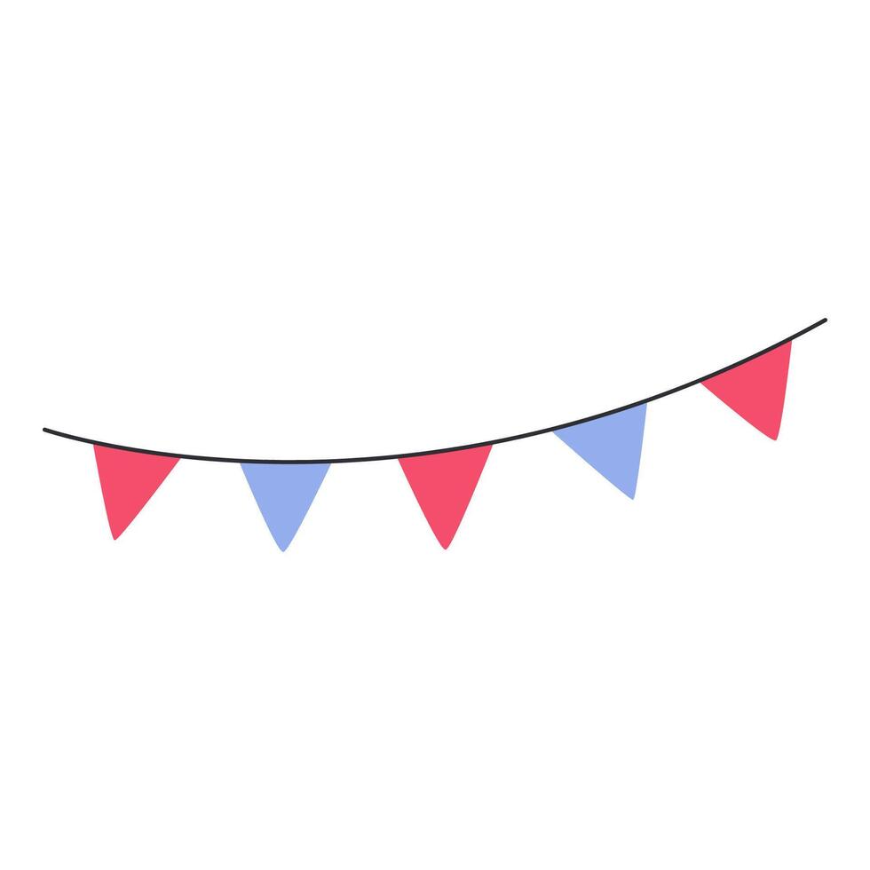 Festive flag garland. Flat illustration isolated on white background. vector