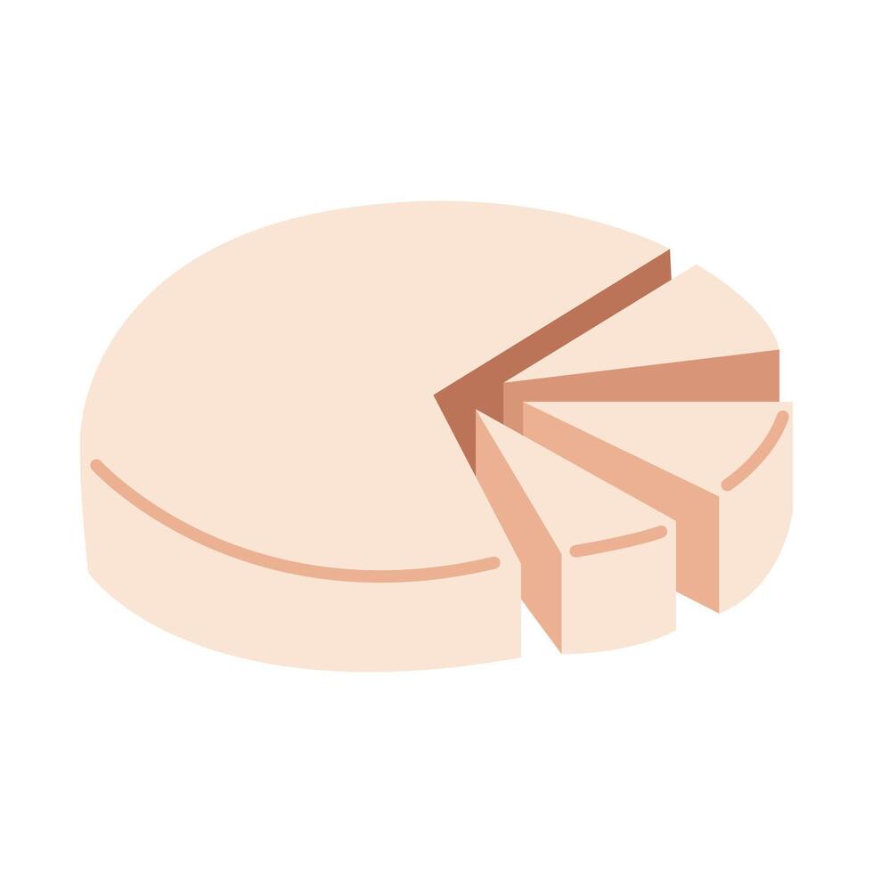 Camembert cheese. Flat illustration isolated on white background. vector
