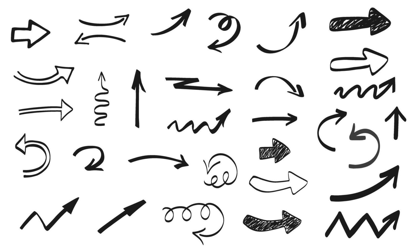 Hand drawn arrows set. Scribble collection isolated on white vector
