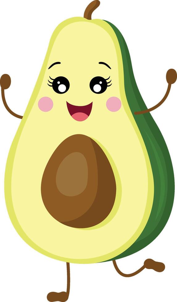 Funny happy avocado character mascot vector