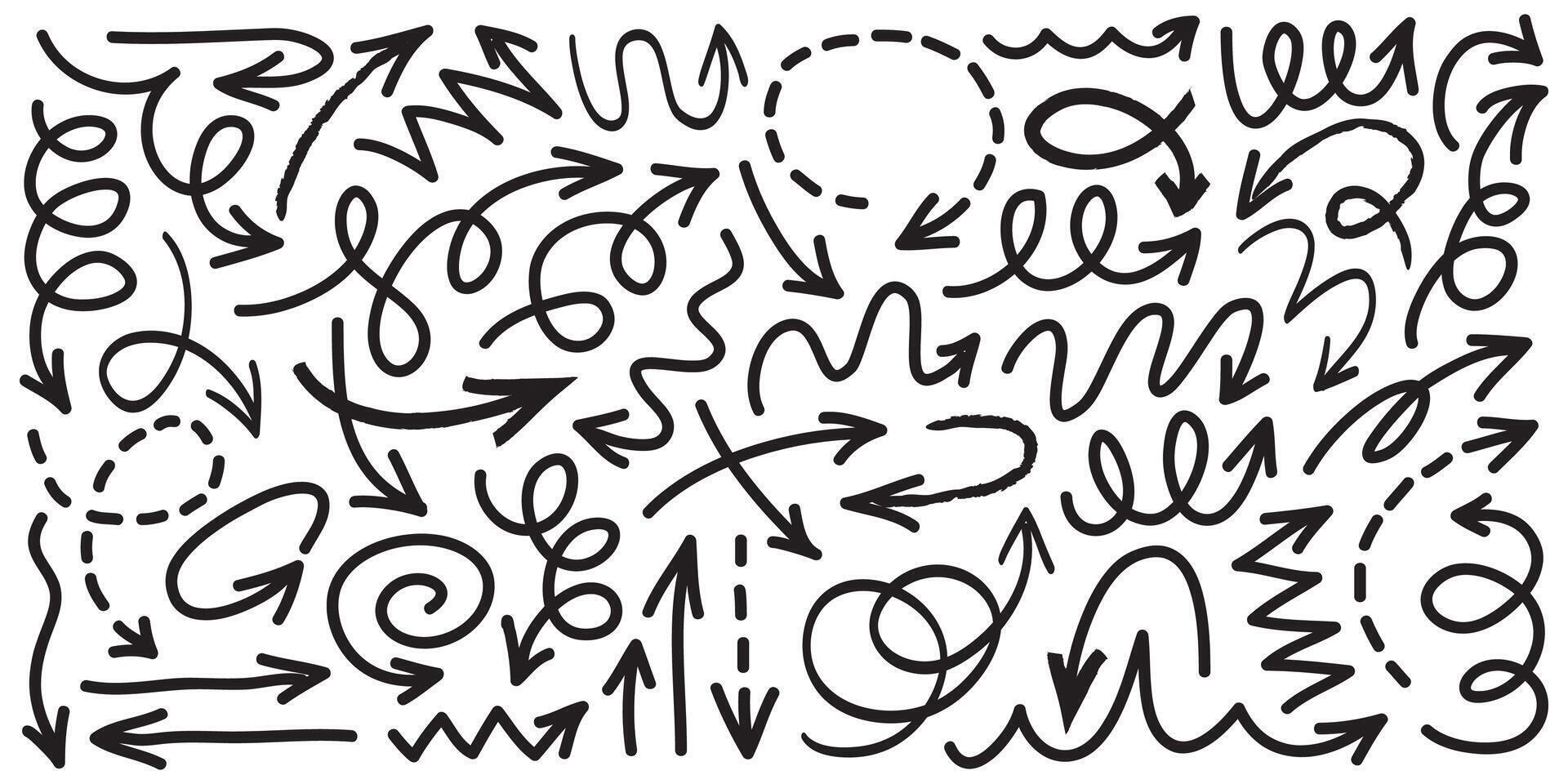 set of hand drawn arrows . doodle design elements. Illustration on white background.for business infographic, banner, web and concept design. vector