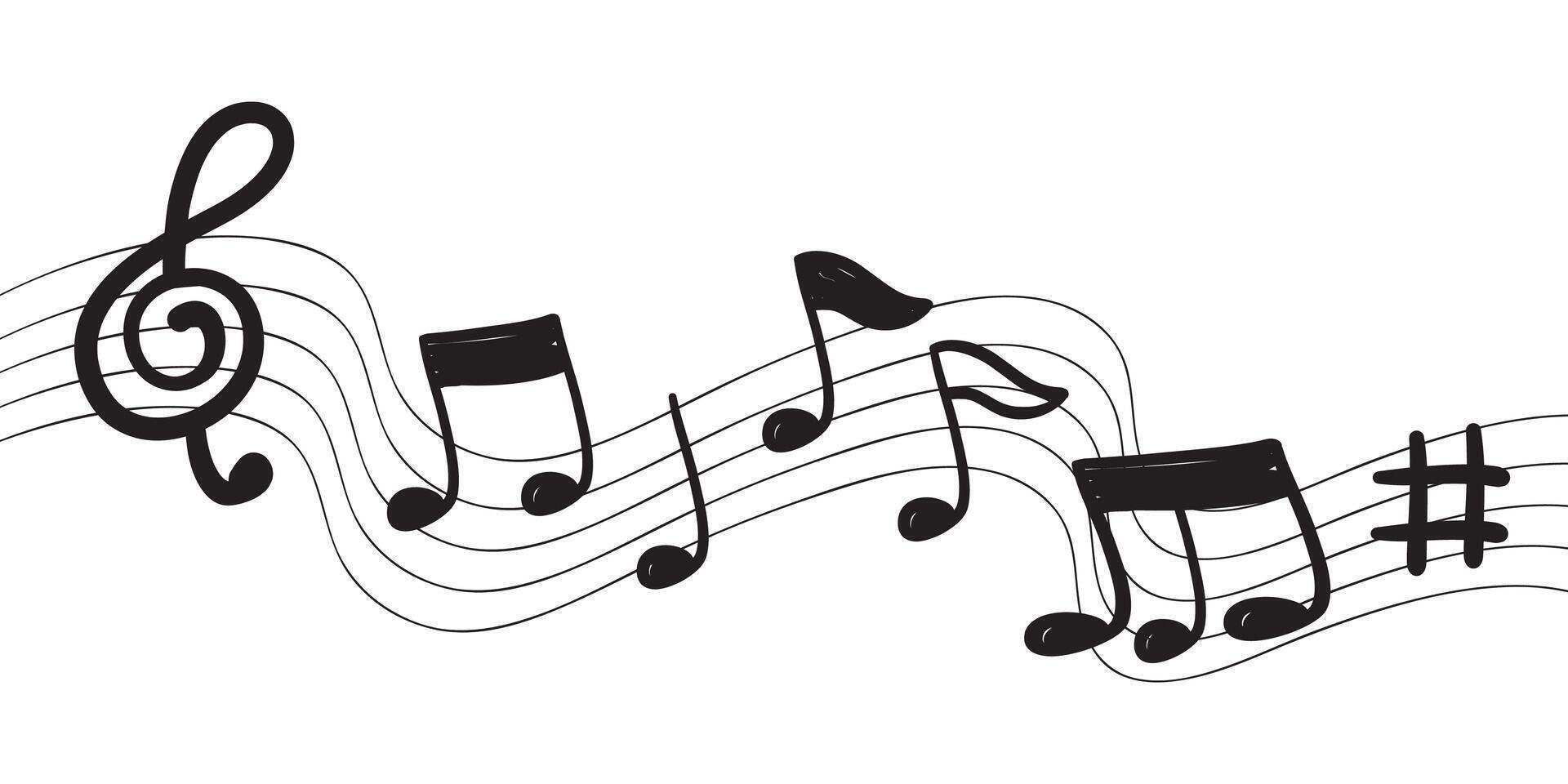 Musical note design element in doodle style vector