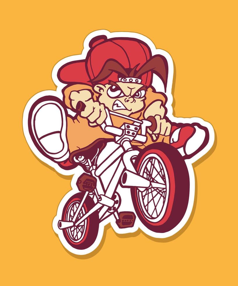 Ride until you stop Cartoon Design Sticker vector