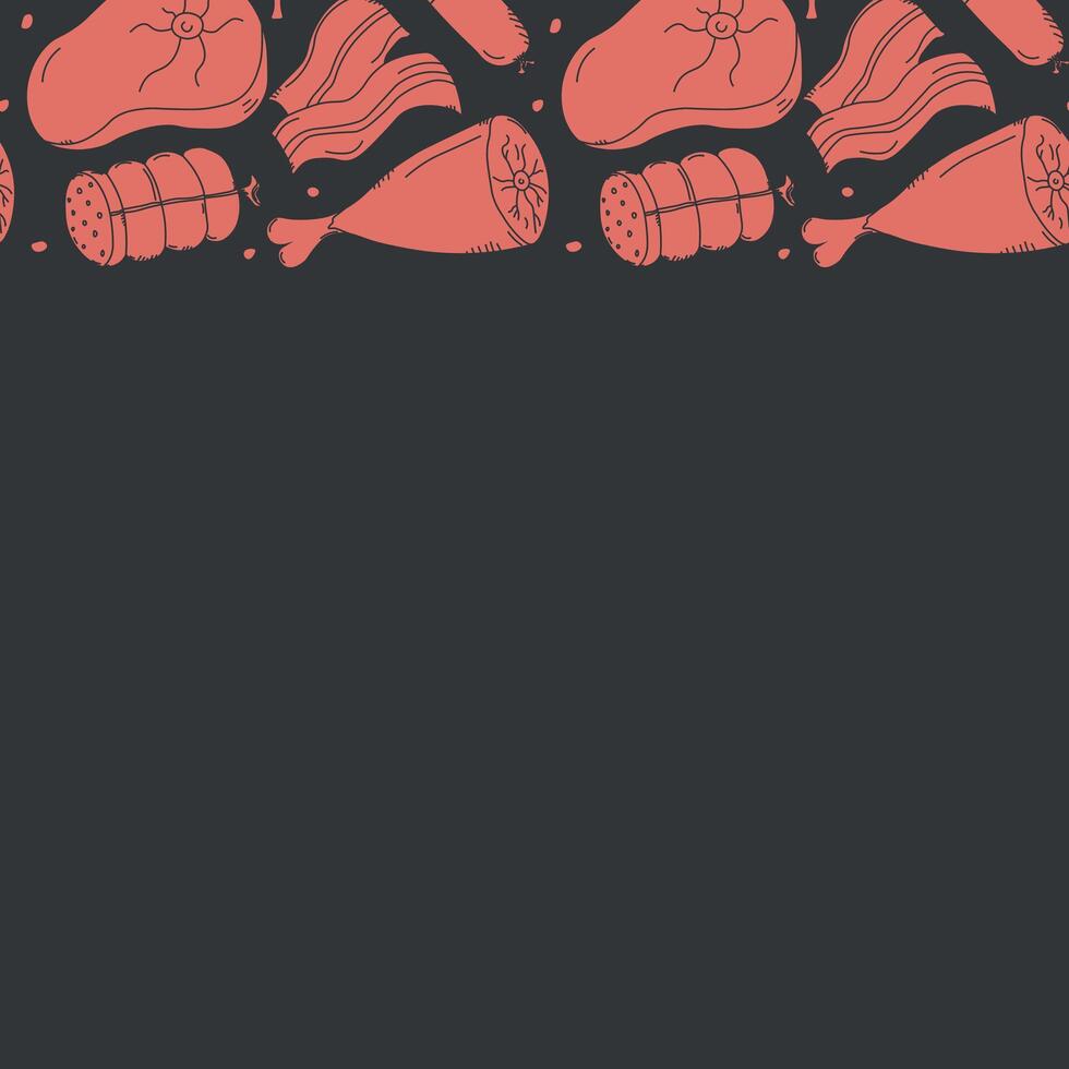 Meat frame. Doodle meat background. illustration with meat products icons vector