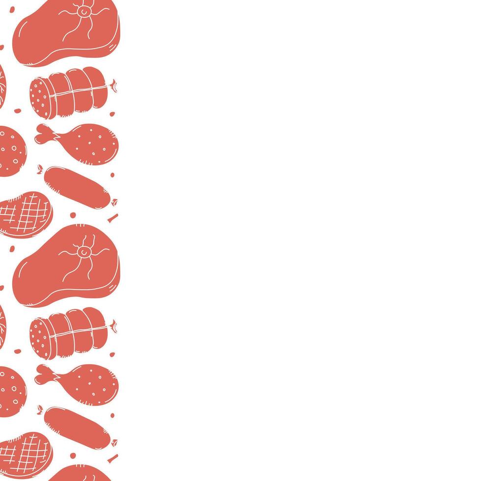 Meat frame. Doodle meat background. illustration with meat products icons vector