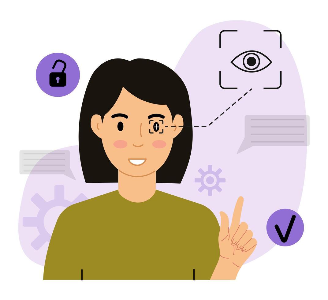 Man Using Facial Recognition on Smartphone vector