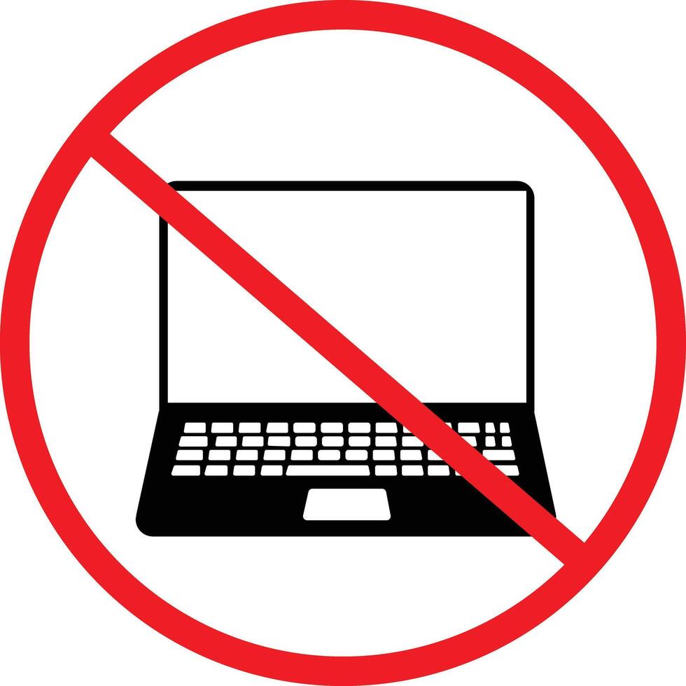 Forbidden laptop icon. Prohibited computer symbol. No notebook sign. flat style. vector