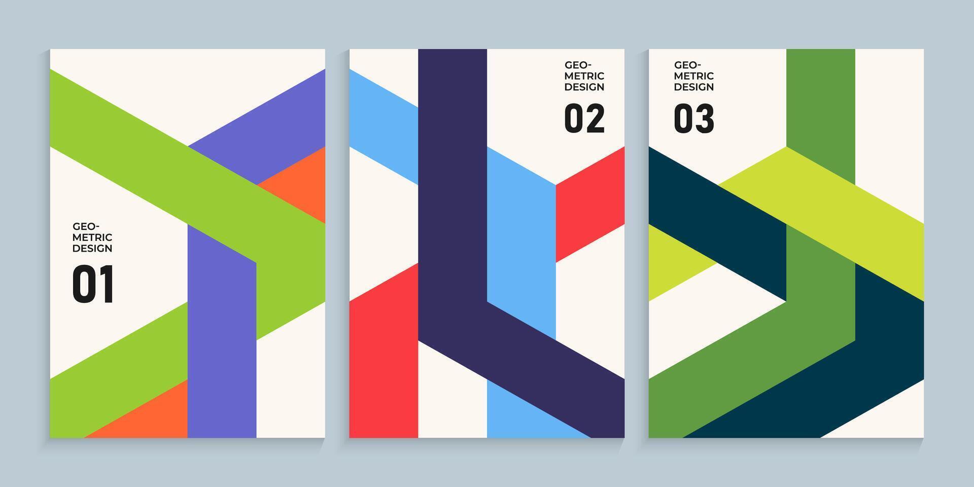 Geometric minimalist cover design set vector
