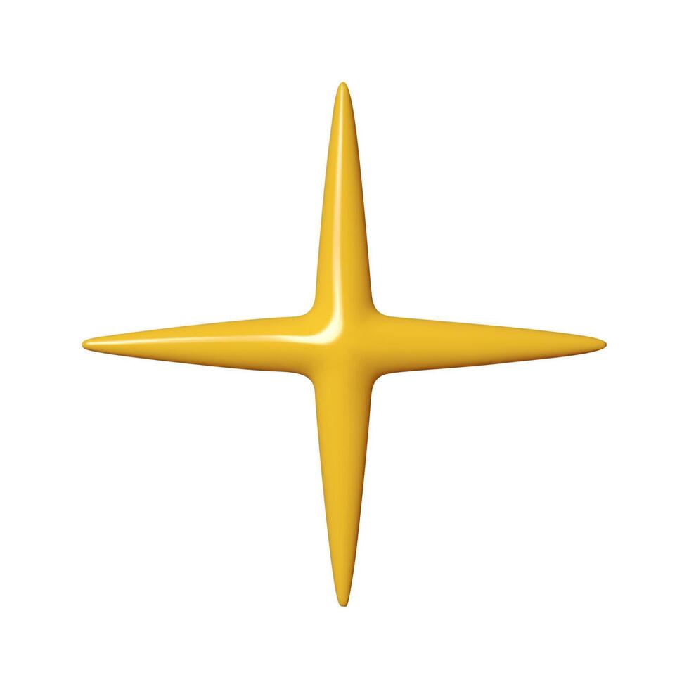 Realistic glossy yellow star with minimalist design. 3D abstract geometric shape is perfect for modern art, graphic design projects, and contemporary decor. illustration vector
