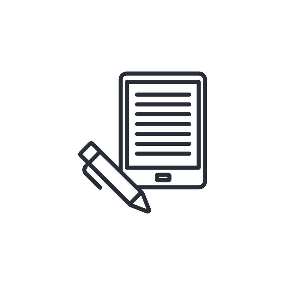 e reader icon. .Editable stroke.linear style sign for use web design,logo.Symbol illustration. vector
