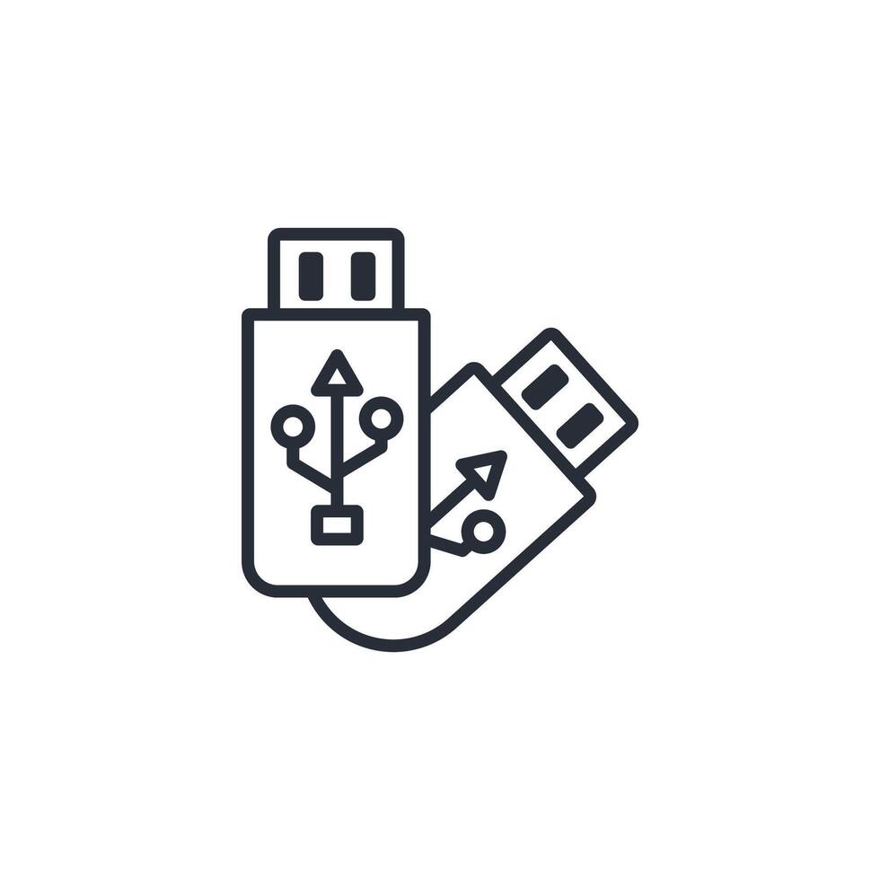 Usb icon. .Editable stroke.linear style sign for use web design,logo.Symbol illustration. vector