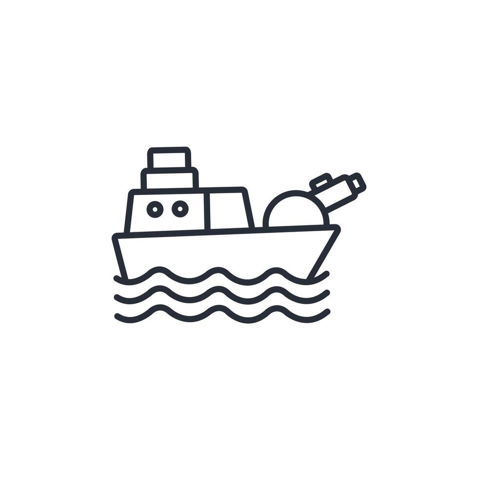 battleship icon. .Editable stroke.linear style sign for use web design,logo.Symbol illustration. vector