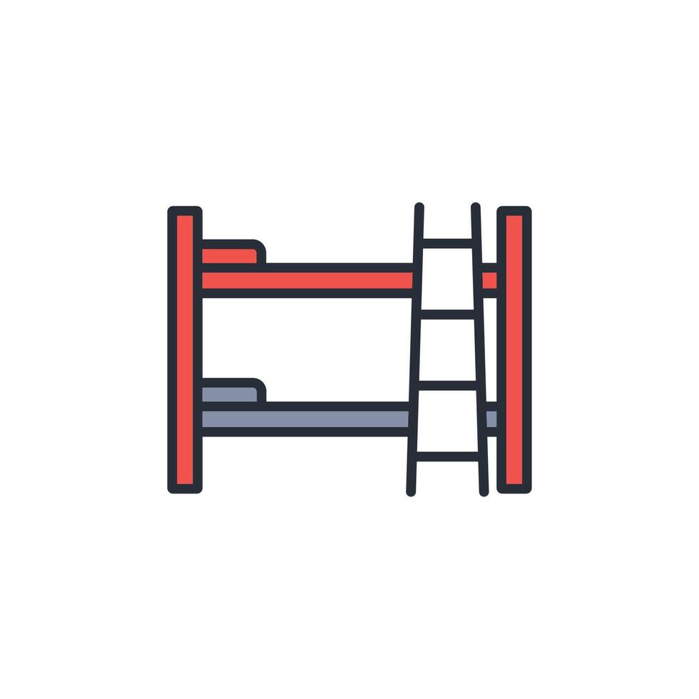 Bunk bed icon. .Editable stroke.linear style sign for use web design,logo.Symbol illustration. vector