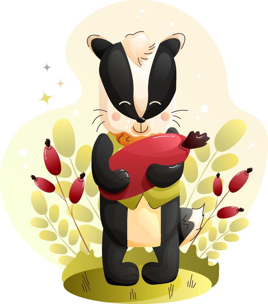 Children cute poster with cartoon Smiling Badger vector