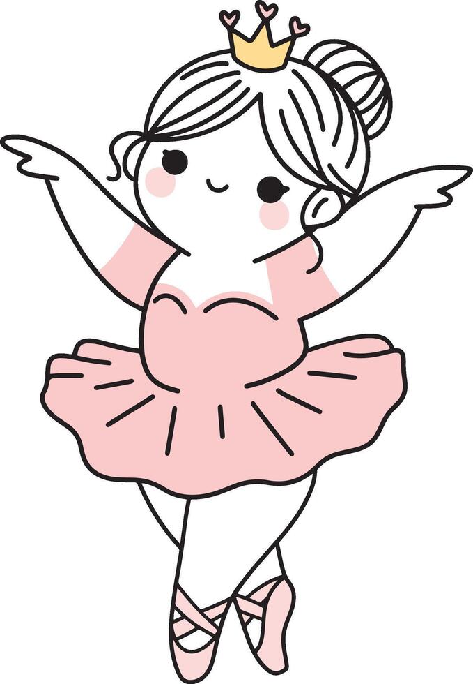 Cute Chubby Ballerina Princess Illustrations Collection of adorable chubby ballerina princess vector