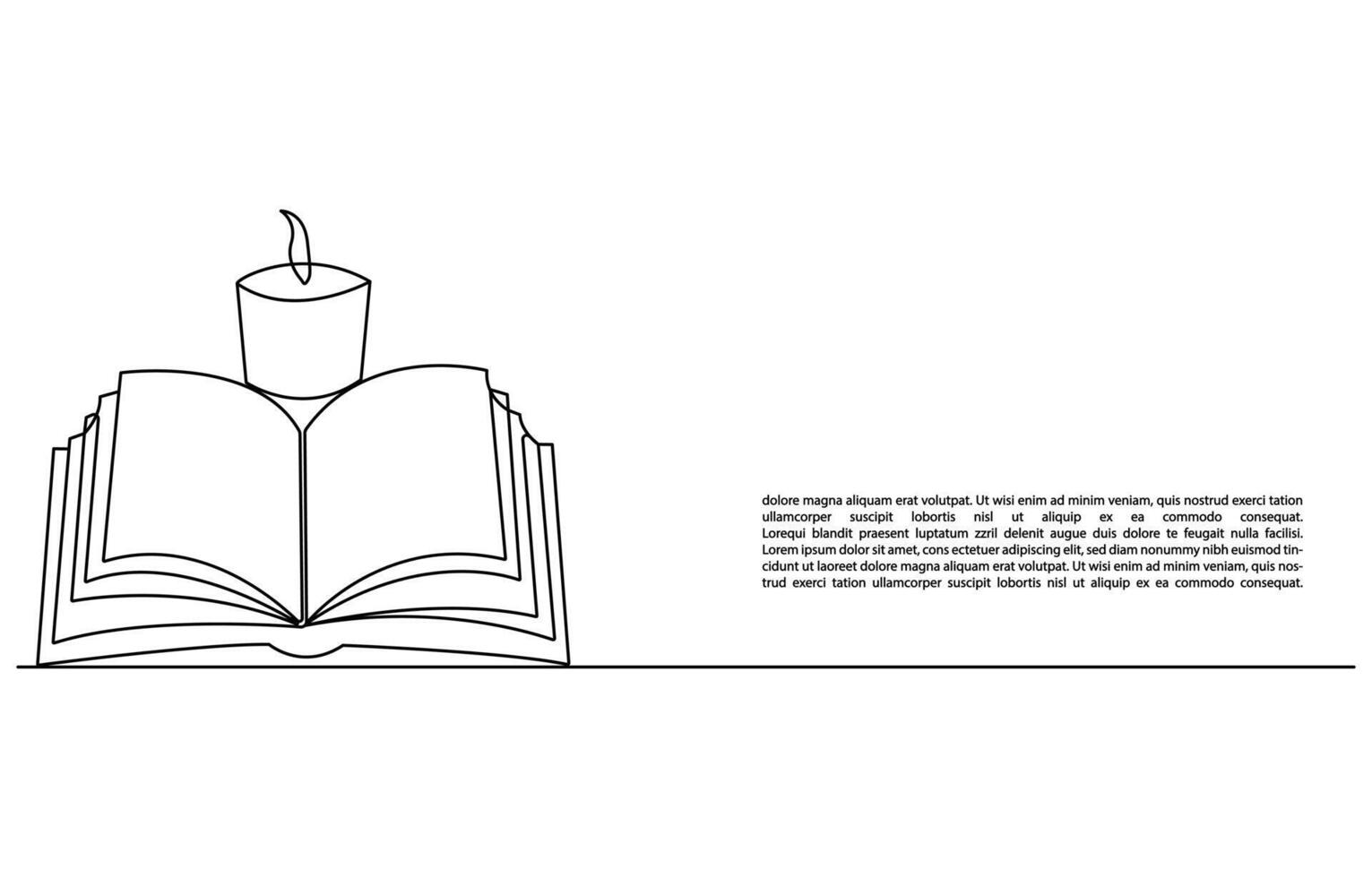 book opening page one line drawing continuous educational concept illustration for simplicity decoration and copy space, The book is drawn with one line. Modern outline doodles of an open book vector