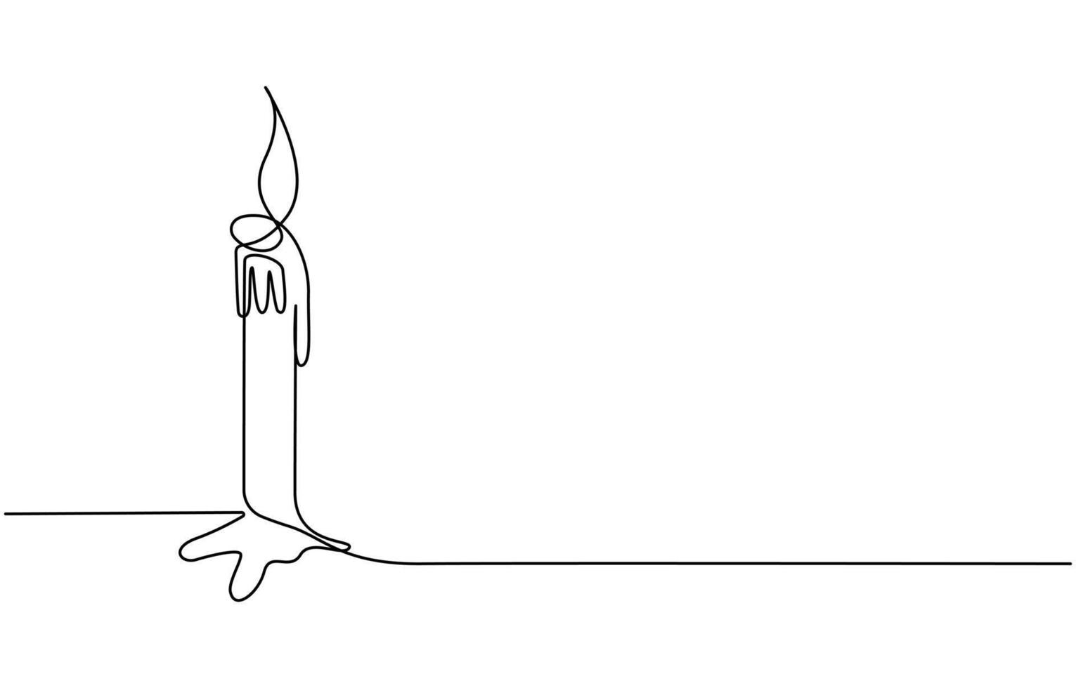 Continuous line drawing of candle. Candle one line icon. One line drawing background. illustration. Christmas candle icon, the candle is drawn with one continuous line. illustration vector