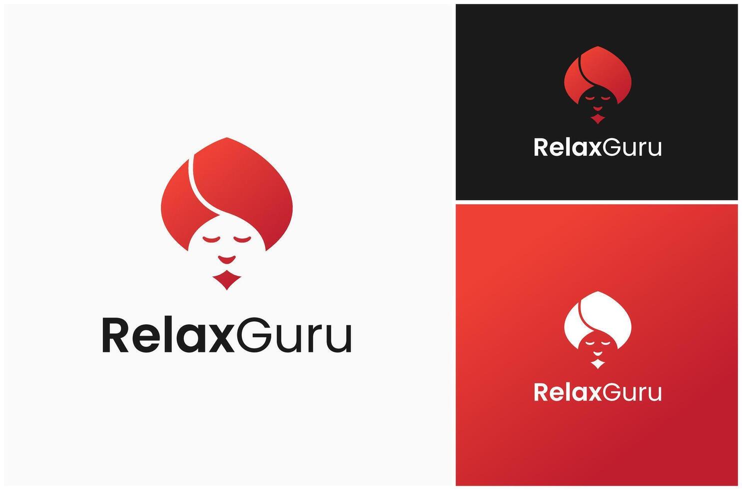 Guru Turban Sultan Relax Happy Face Logo Design Illustration vector
