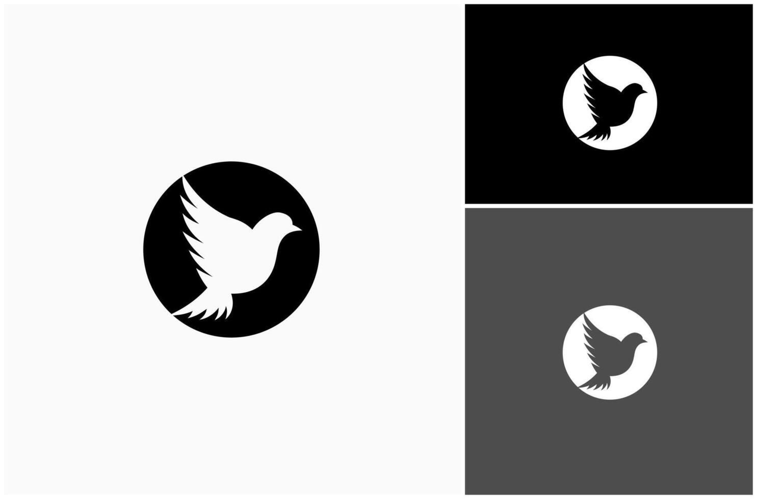 Pigeon Dove Nature Bird Fly Wing Peace Freedom Negative Space Circle Logo Design Illustration vector