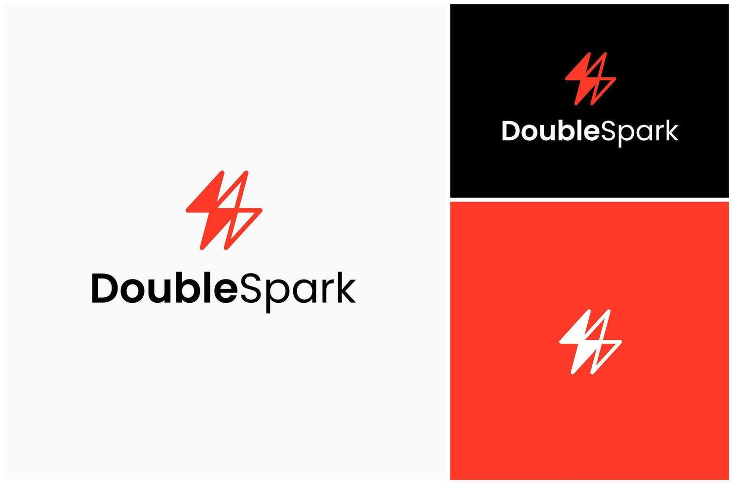 Double Spark Lightning Flash Bolt Electric Power Sparkle Magic Logo Design Illustration vector