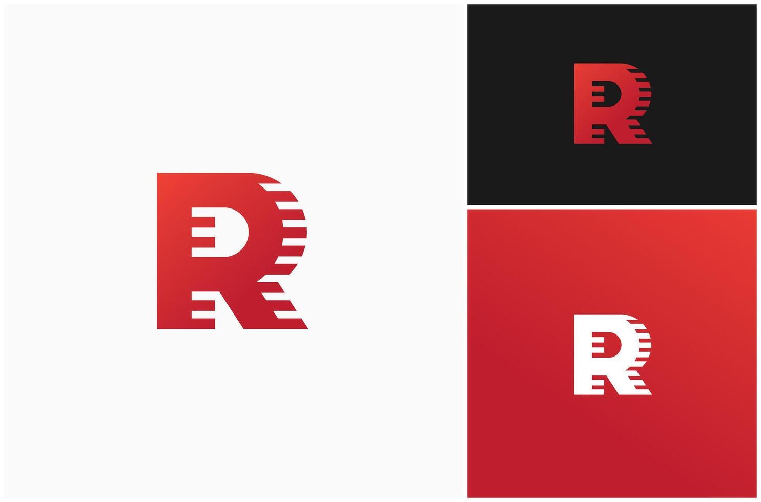 Initial Letter R Monogram Motion Geometric Shadow Effect Logo Design Illustration vector
