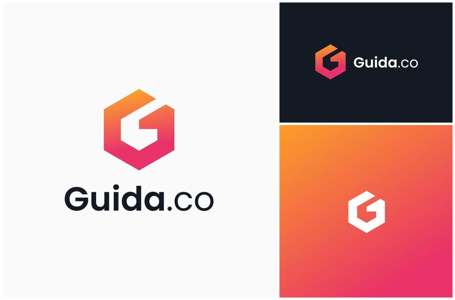 Letter G Hexagon Modern Minimal Geometric Abstract Futuristic Logo Design Illustration vector
