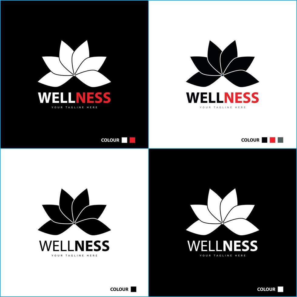 wellness salon and spa lotus logo set design template vector