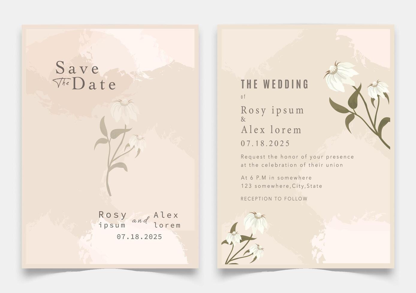 wedding invitation card background . Elegant hand drawn flower and line art with elegant garden anemone template Design illustration for wedding and template, banner. vector