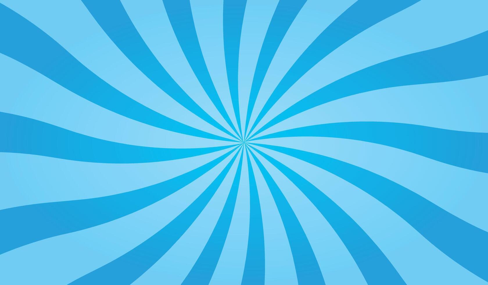 Abstract Comic Style Blue Swirl Sunburst Rays on Plain Horizontal Background vector