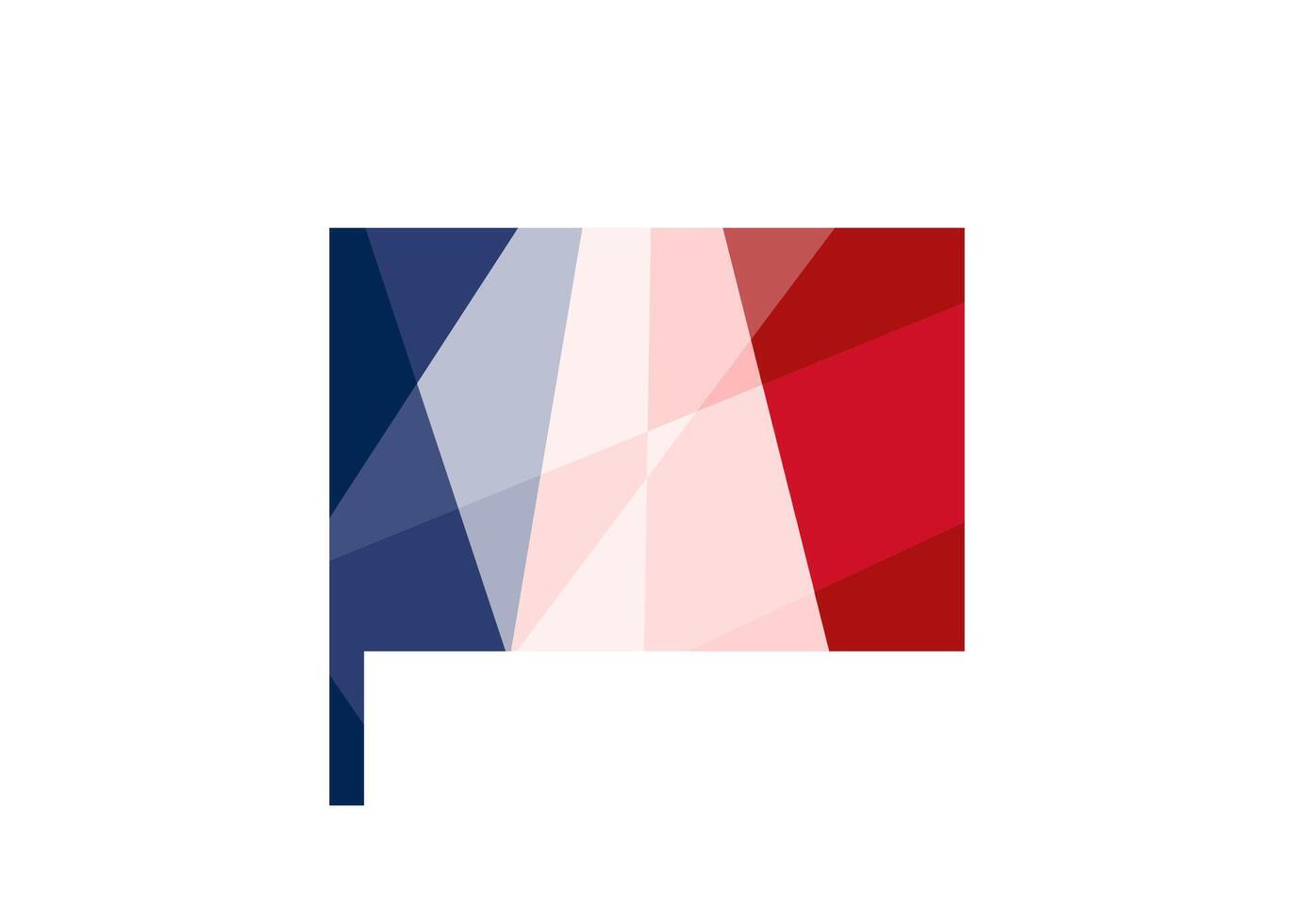 Abstract polygonal style France flag icon. French state red, white and blue colors low poly creative country symbol. Isolated sign vector