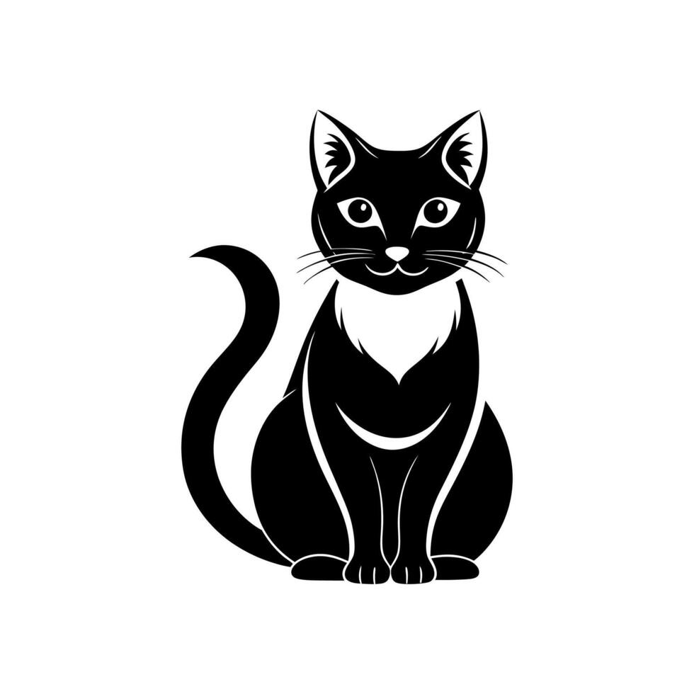 black and white cat, Cats Tail Symbol Stylish Cat Icon vector
