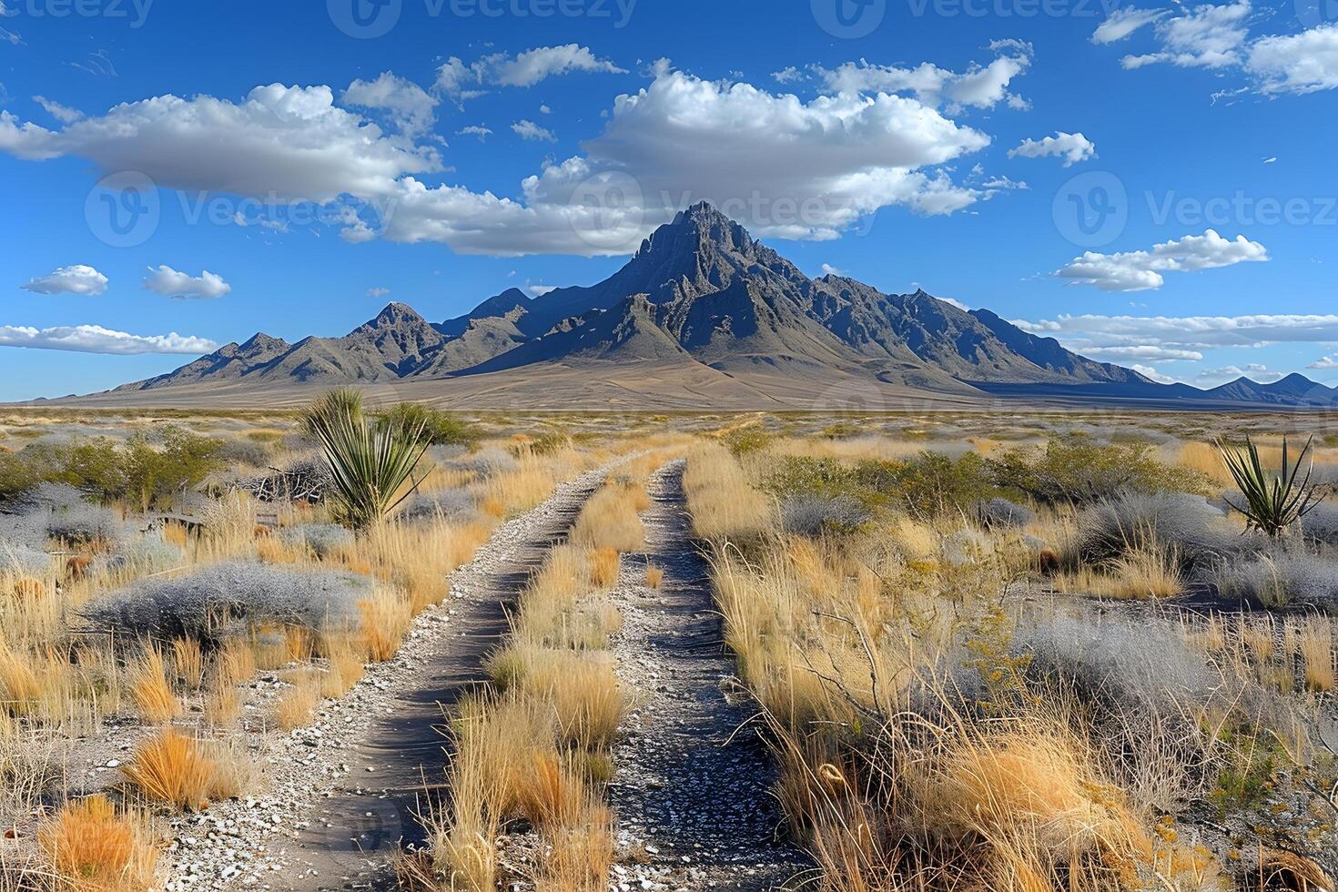 Majestic Desert Mountain Landscape with Clear Blue Sky - Perfect for Nature Posters or Travel Brochures photo