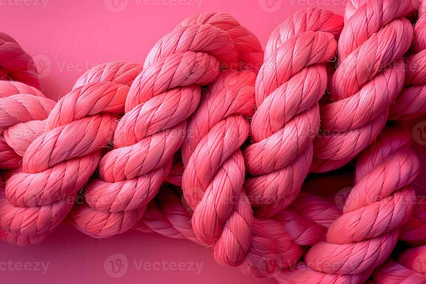 Close-up of Intricately Twisted Pink Rope for Nautical Design and Abstract Art photo