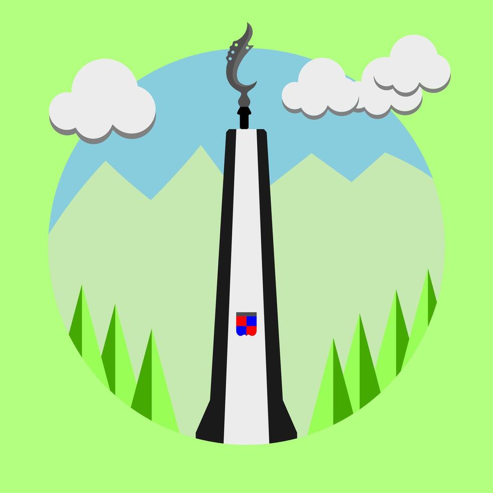 the green background kujang monument is located in bogor, indonesia vector