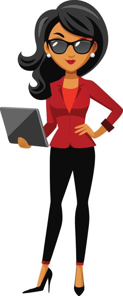 A beautiful Business woman hold on laptop vector